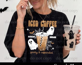 Coffee with scream and sugar, spooky coffee, trendy fall, autumn, Halloween digital file, png