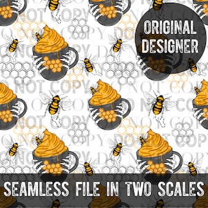 Bee seamless pattern, honey seamless