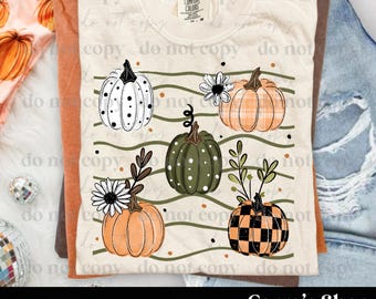 Patterned Pumpkins, stripes, trendy fall, autumn, Halloween digital file, png