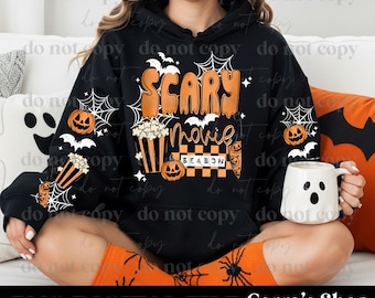 Scary Movie season with sleeve png, ghost, Halloween, Spooky Season, sleeve design