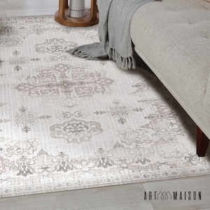 SALOME Art Mat, White Vinyl Protective Mat, Persian/Turkish Design, Waterproof Floor Mat, Vinyl Area Rug, Home Ideas, Bathroom, Kitchen