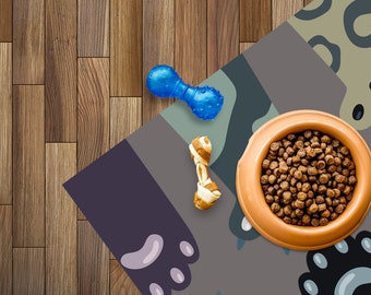 ALDO Art Mat, Pet Feeding/Play Vinyl Protective Mat, Paw Design, Waterproof Floor Mat, Vinyl Area Rug, Home Ideas, Bathroom, Kitchen