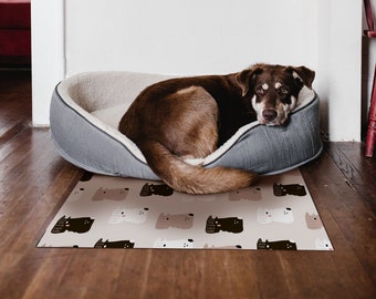 GIGI Art Mat, Pet Feeding/Play Vinyl Protective Mat, Dog Patterned Design, Waterproof Floor Mat, Area Rug, Home Ideas, Bathroom, Kitchen