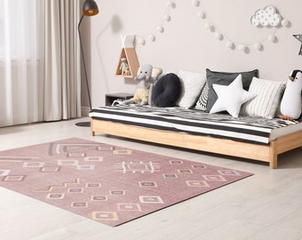 NEA Art Mat, Pink Vinyl Kids/Baby Floor Mat, Rug Design, Waterproof Floor Mat, Vinyl Area Rug, Home Ideas, Nursery, Playroom