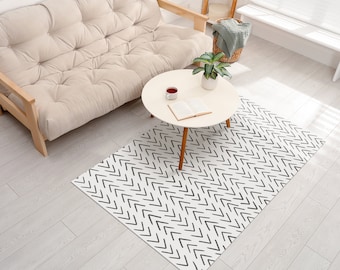 SIMONE Art Mat, Grey Vinyl Protective Mat, Line Pattern Design, Waterproof Floor Mat, Vinyl Area Rug, Home Ideas, Bathroom, Kitchen