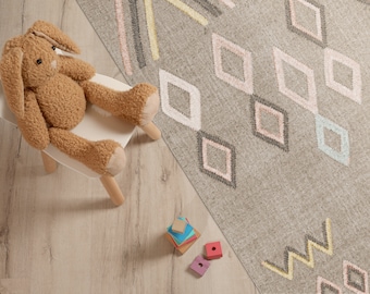 DORA Art Mat, Beige Vinyl Kids/Baby Floor Mat, Moroccan Rug Design, Waterproof Floor Mat, Vinyl Area Rug, Home Ideas, Nursery, Playroom