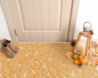 PUMPKIN Art Mat, Orange Vinyl Protective Mat, Pumpkin Design, Waterproof Floor Mat, Vinyl Area Rug, Home Ideas, Holiday, Kitchen
