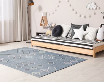 THOMAS Art Mat, Blue Vinyl Kids/Baby Floor Mat, Rug Design, Waterproof Floor Mat, Vinyl Area Rug, Home Ideas, Nursery, Playroom