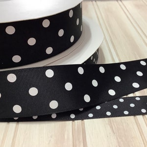 7/8 », 1,5 ruban gros-grain à pois 10 verges