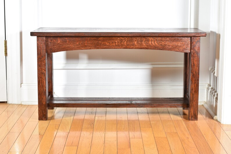 Mission Oak Bench With Shelf Storage Entryway Piano Foot Of Bed Dining Table 35 36 Bedroom