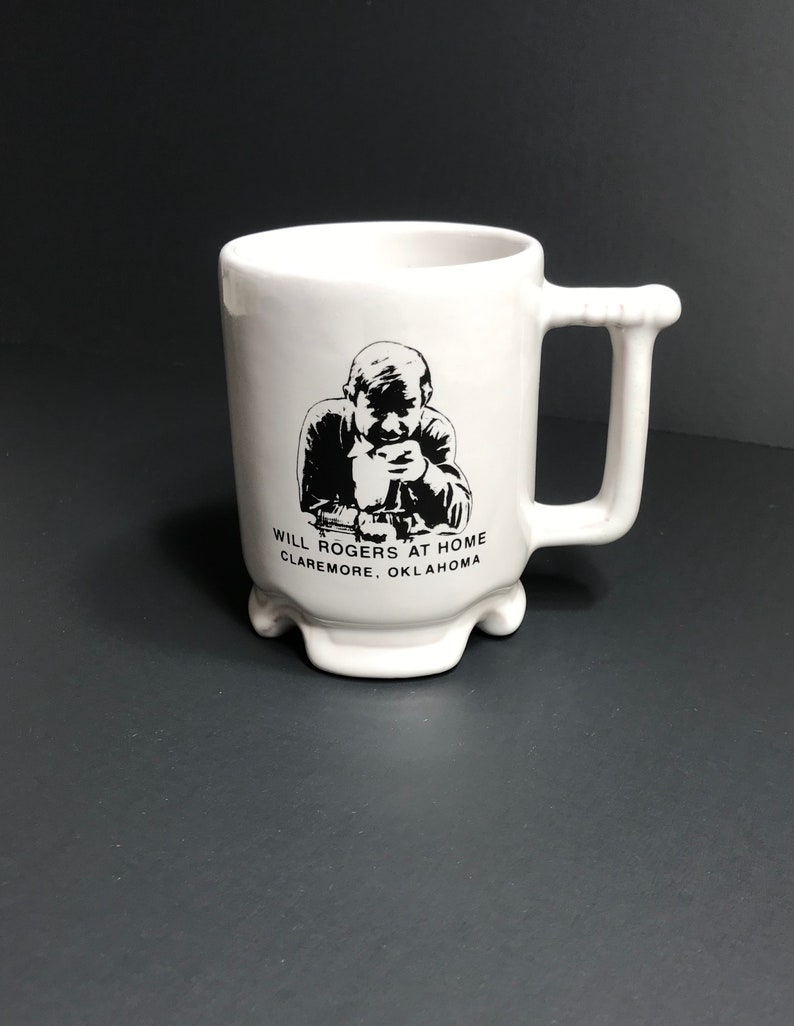Vintage Frankoma Pottery Mug Oklahoma Will Rogers At Home Claremore Oklahoma - 