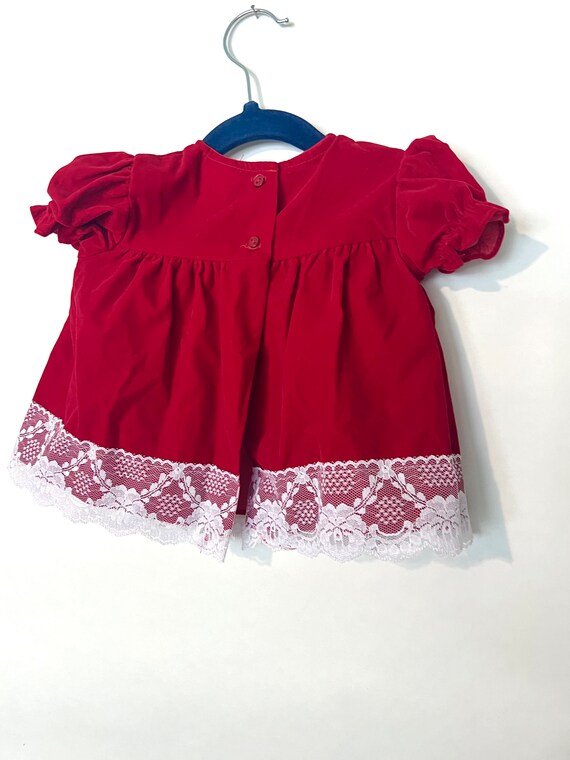 Vintage Red Velvet Allison Ann Baby Dress Size 6-… - image 2