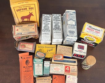 Vintage and Antique Home Health First Aid Supplies Ephemera Apothecary with products