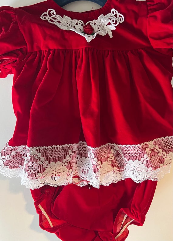Vintage Red Velvet Allison Ann Baby Dress Size 6-… - image 3