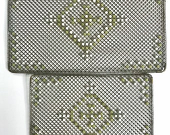 Antike Metall und Glas Perle Untersetzer twisted Metal Vintage Trivet