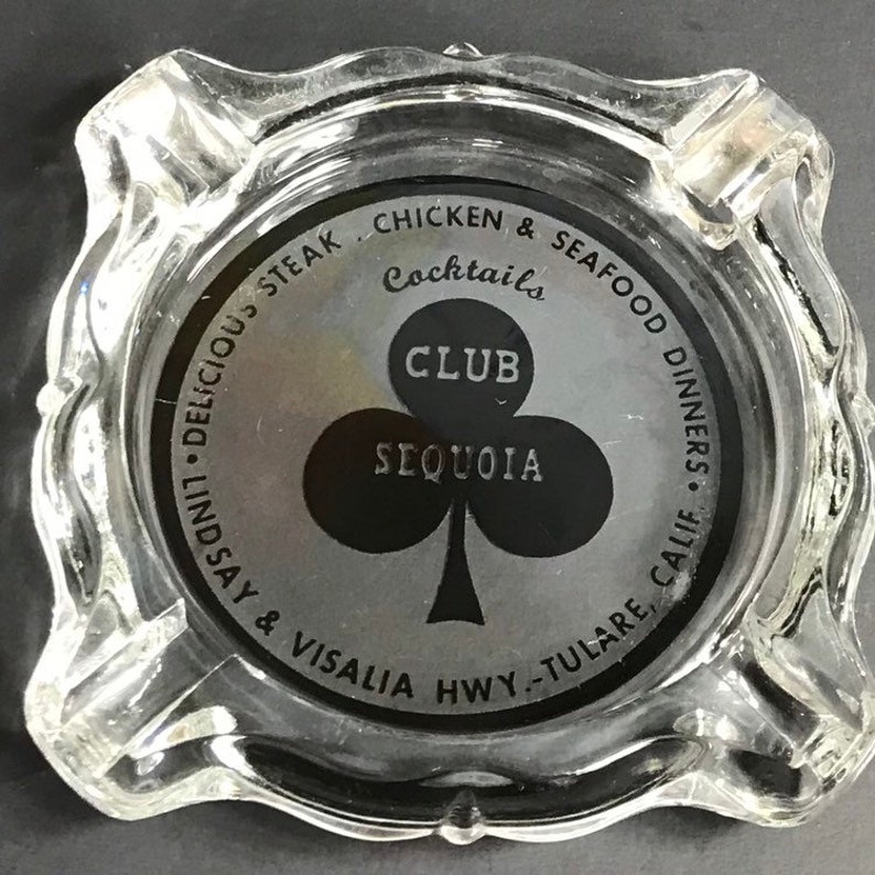 Vintage Club Sequoia Ashtray Bar Ashtray Green Visalia Tulare California