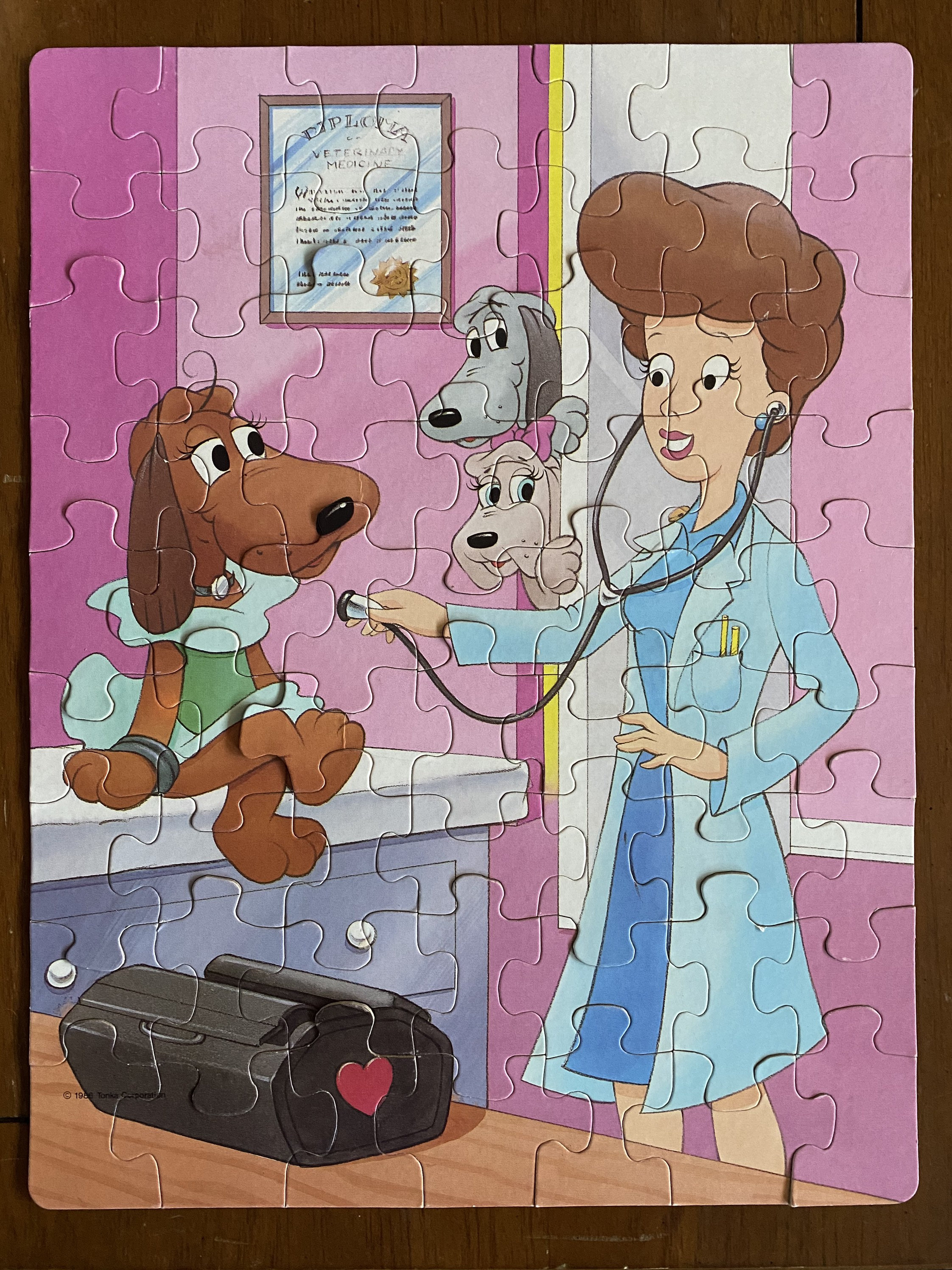 Vintage Pound Puppies Puzzle Doctor 1986 Hallmark 63 Pieces