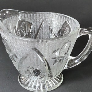 Antique Vintage Depression Glass Jeannette Iris and Herringbone Creamer Cream Pitcher
