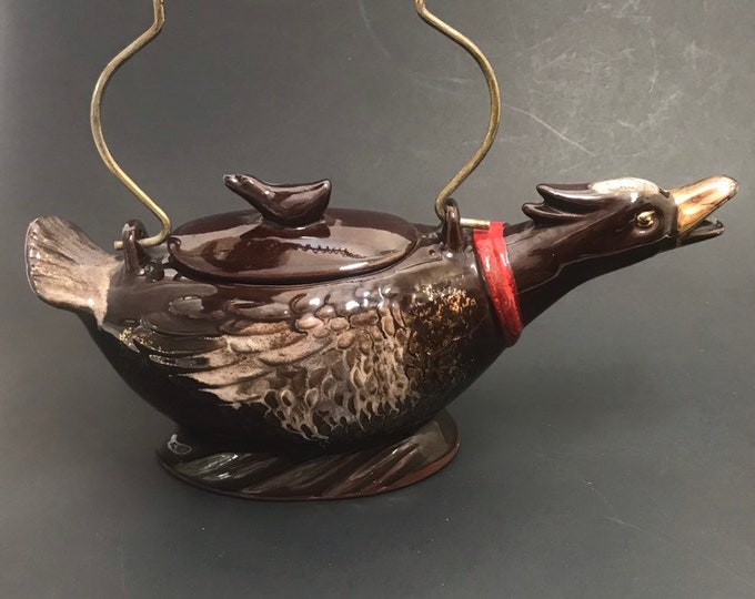 Vintage Duck Teapot Japan Redware Pottery Etsy