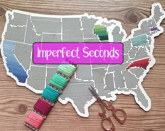 IMPERFECT Stitchable Wooden US State Maps | SECONDS | Cross Stitch & Embroidery United States Perforated Wood Map
