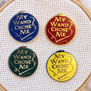 My Wand Chose Me Wizard Needle Minders | Magic Wand Sewing Needle Magnets | Embroidery Cross Stitch Enamel Needleminders for Wizard