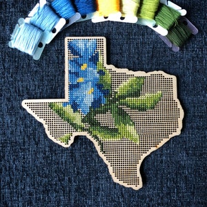 Stitchable Wooden Texas States Silhouette | Cross Stitch & Embroidery United Perforated Wood Map | Plywood Needlepoint Wedding - Moving Gift