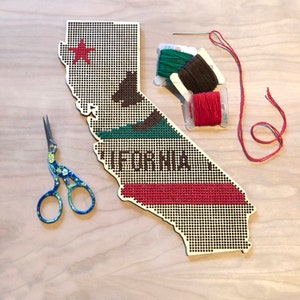 Het naaibare Houten Silhouet | van Californiëstaten Kruissteek & Borduurwerk United Geperforeerde Houten Kaart | Multiplex Needlepoint Huwelijksgeschenk