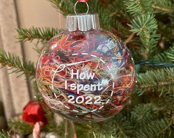 ORT Ornaments (Fill with your own threads) : Empty Personalized 2023 or 2024 Christmas Ball