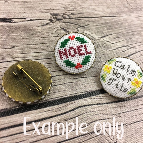 Empty Blank Cross Stitch Embroidery Scalloped Antique Bronze Brooches- Set of 3 | Stitchable Lapel Pin Cameo | Stitched Jewelry Mini Frame