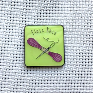 Embroidery Skein "Floss Boss" Enamel Needle Minders | Cute Old Spool, Feeling Stabby Needle Nanny | Pin Cushion Thread Notions Needleminders