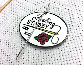 Feeling Stabby Enamel Needle Minder | Fabric Stabber Needle Mind | Snarky Sarcastic Sewing Embroidery Cross Stitch Quilting Needle Nanny