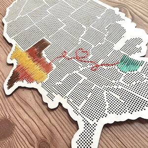 Stitchable Wooden US State Map Cross Stitch & Embroidery United States Perforated Wood Map Plywood Needlepoint Wedding or Moving Gift image 8