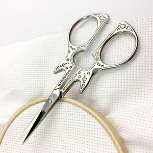 Guitar Embroidery Scissors Extra sharp fine tip Small Silver or Rainbow Cross Stitch Needlepoint Snips Guitar Lovers Scissor image 3