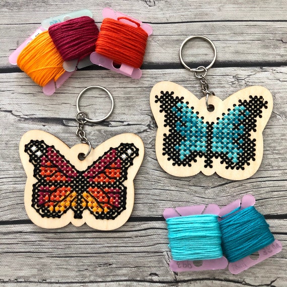 Cute Keychain Charms Colorful Enamel Butterfly Tassel Key Ring
