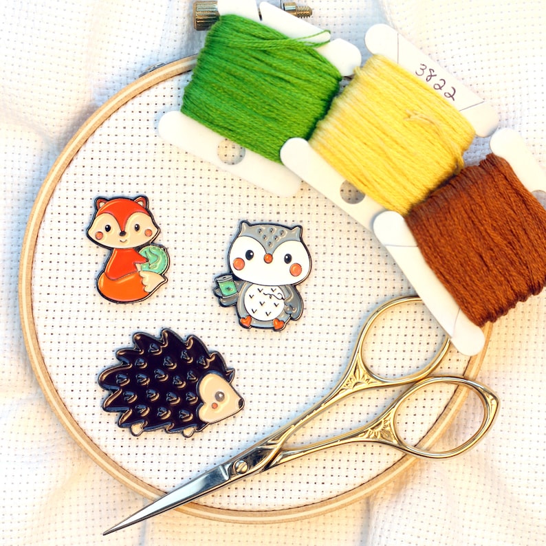 Crafty Woodland Creatures Needle Minders Cute Stitching Etsy
