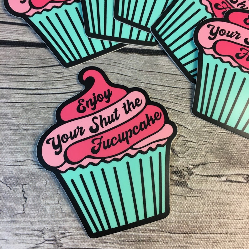 Snarky CupcakeEnamel Needle Magnet Die Cut Set STFU Needleminder BUNDLE: Shut the Fucupcake Decal /& Needle Minder Flask Sticker Set