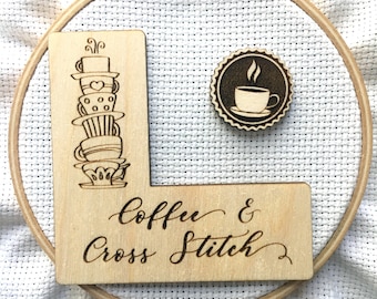 Kaffee & Kreuzstich Muster Marker und Needle Minder Set