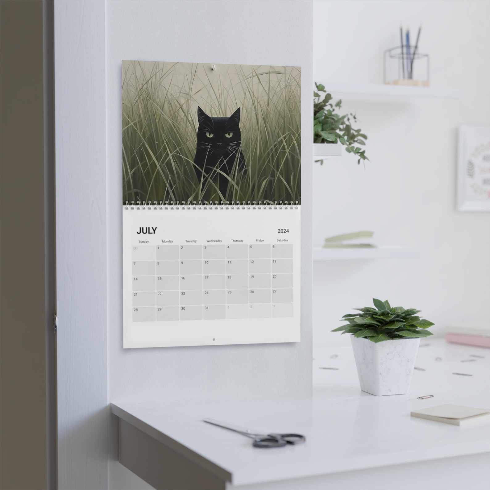 Wall Calendar 2024, Cute Cat Calendar, Gift for Cat Lover, Novelty Gift