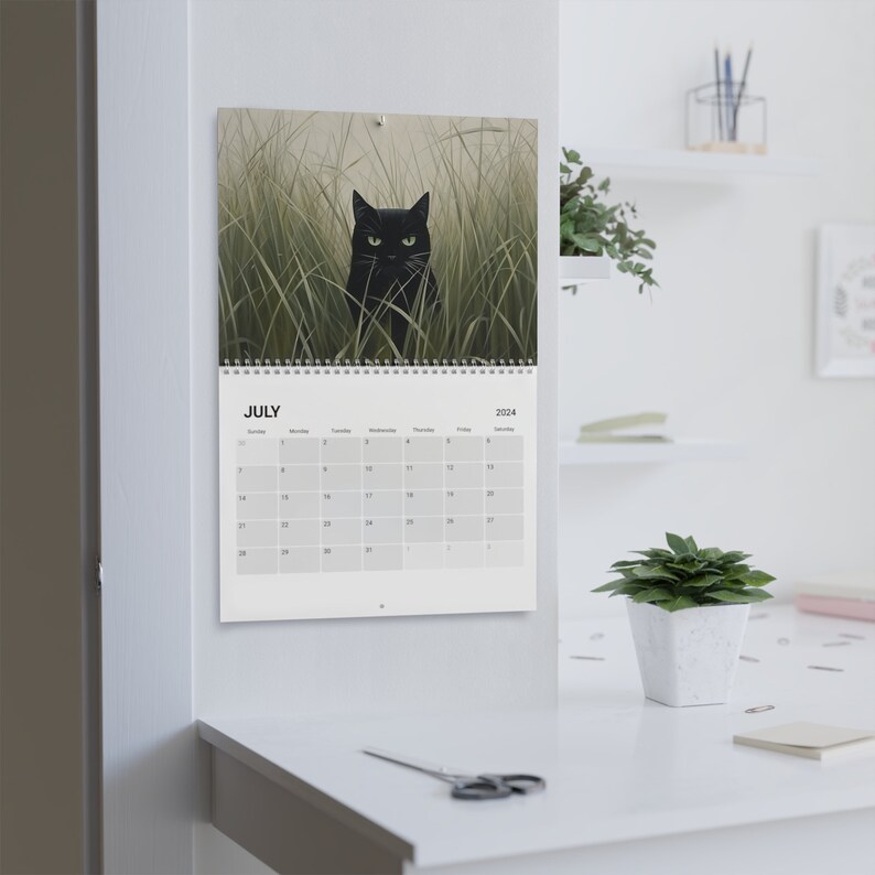 Wall Calendar 2024, Cute Cat Calendar, Gift for Cat Lover, Novelty Gift