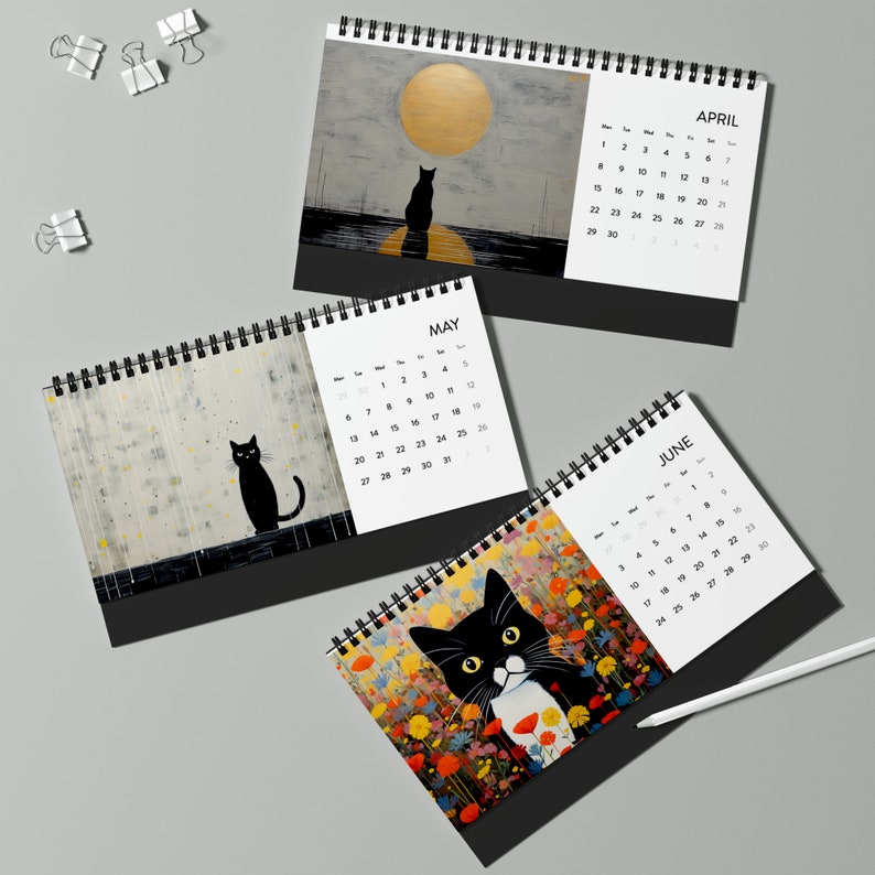 Cat Calendar 2024, Small Desk Calendar, Cute Cat Calendar, Gift for Cat