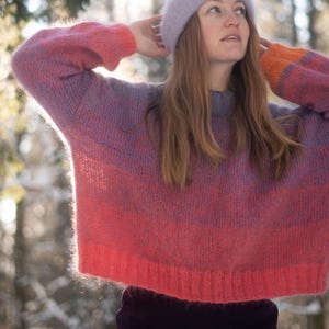 Sweater Knitting Pattern Oversized Dropped Shoulders Mohair