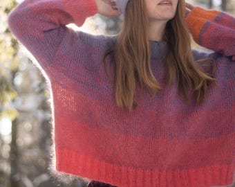 Sweater Knitting Pattern Oversized Dropped Shoulders Mohair