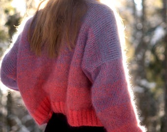 Sweater Knitting Pattern Oversized Dropped Shoulders Mohair