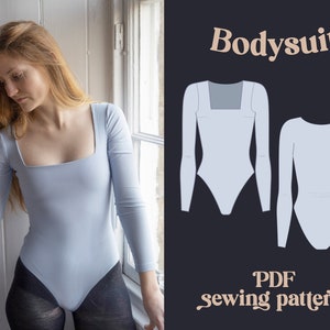Squared neckline Bodysuit sewing pattern beginner sewist knit stretch jersey – Vesper