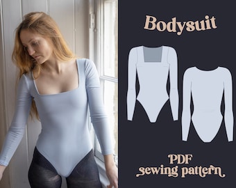 Squared neckline Bodysuit sewing pattern beginner sewist knit stretch jersey – Vesper