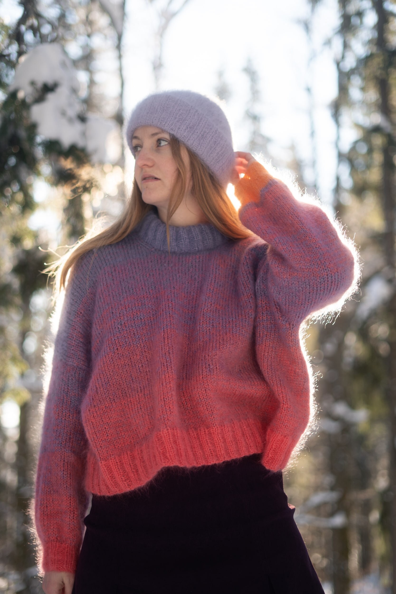 Sweater Knitting Pattern Oversized Dropped Shoulders Mohair