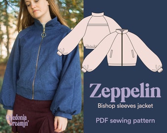 Sewing pattern bomber jacket with large sleeves. cool coat. raglan bishop sleeve – Zeppelin
