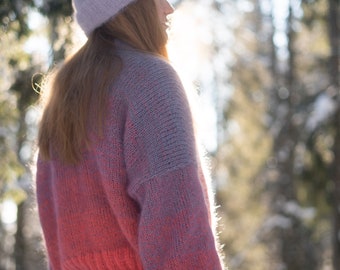 Sweater Knitting Pattern Oversized Dropped Shoulders Mohair