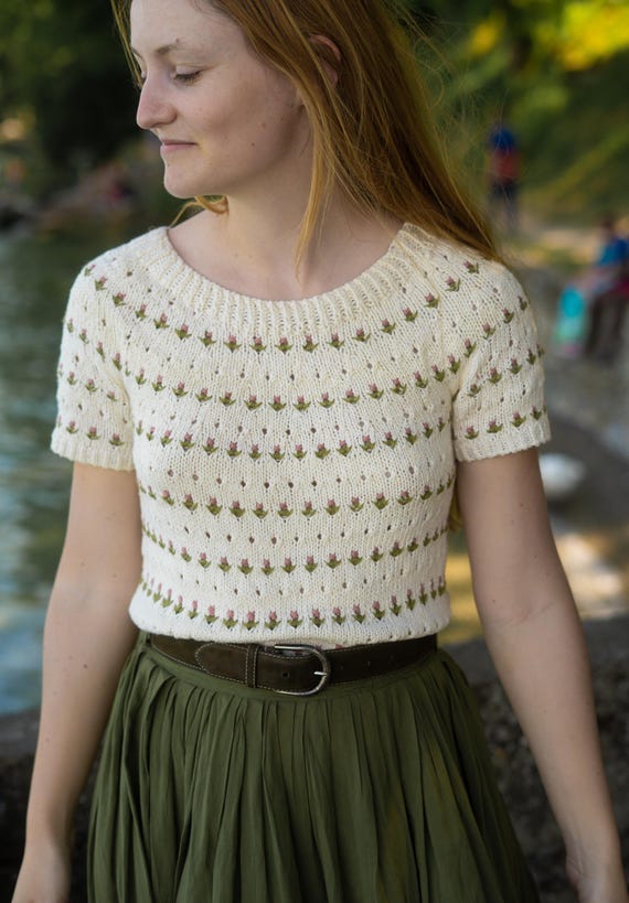 Canesu Redondo Jersey Mujer A Dos Agujas Patrón De Tejido