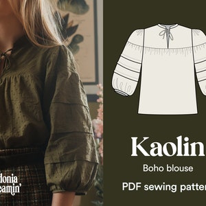 Sewing pattern woman boho blouse bohemian romantic folk vintage 70's – Kaolin